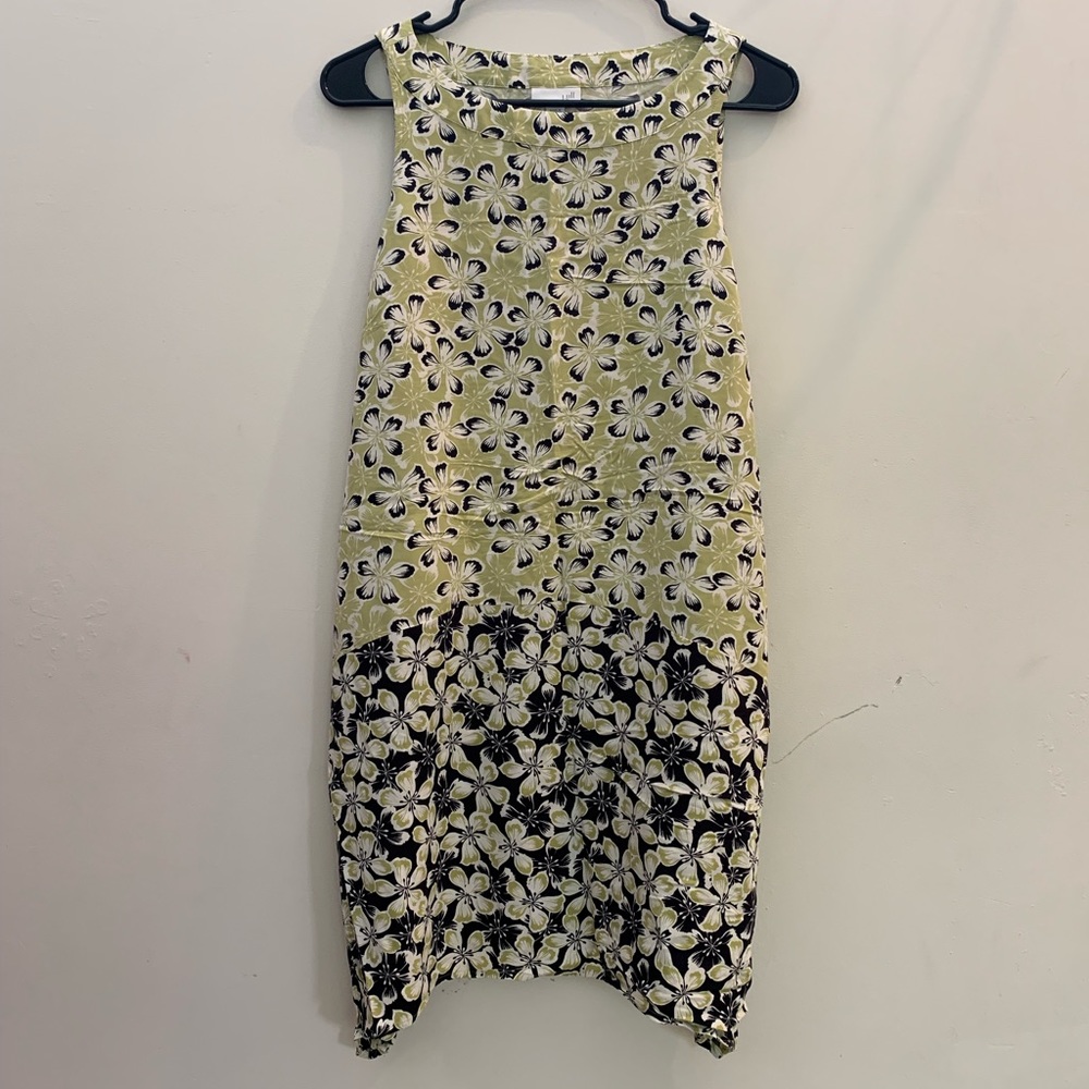 JJill Medium Petite Lime & Navy Floral Tank Dress